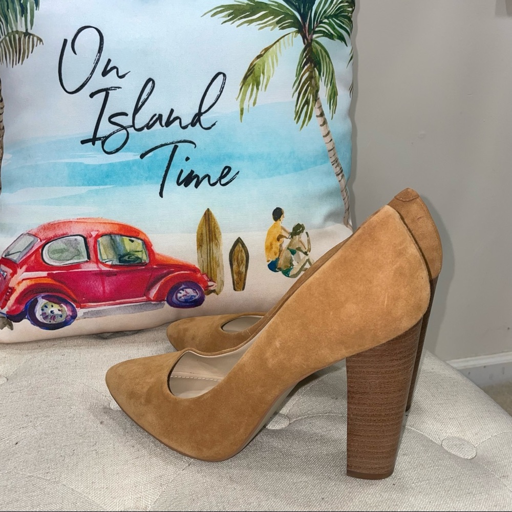 Bcbgeneration Clarice Suede Camel Tan Block Heel … - image 2